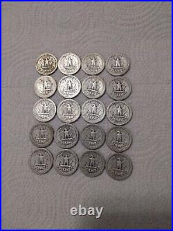 20 silver washington quarters all 1939 date. 1/2 roll
