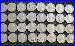 2.8 Rolls 1964 Washington Quarters, 112 Coins, 77P & 35D, Circulated, Full Dates