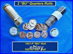 2' GEM Rolls? 1957-P & 1957-D BU Quarters Rolls? $20 Face Value? R2.57pd