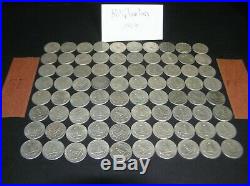 2 Rolls 80 Circulated 90 % Silver Washington Quarters All 1964 (ff)