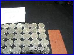 2 Rolls 80 Circulated 90 % Silver Washington Quarters All 1964 (ff)