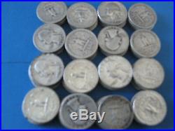2 Rolls 80 Washington Quarters circulated, Assorted Dates and MM 90% silver