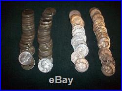 2 Rolls-80 coins total 90% Silver Washington Quarter Coins