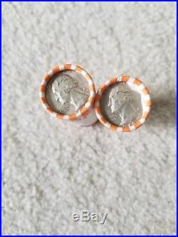 2 rolls of 90% silver washington quarters-$20 face