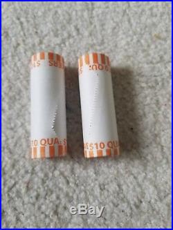2 rolls of 90% silver washington quarters-$20 face