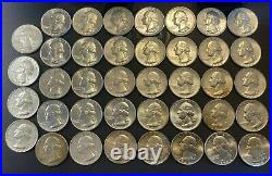 39 not 40 Washington Quarter ROLL/LOT 90% Silver 1964 Coins BU Unc/Circulated