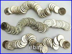 3 Washington Silver Quarter Rolls 1962 BU 90% Silver from OBW Toned Ends