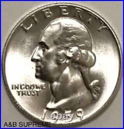 (40) 1932-1964 Washington Quarter Roll Gem Bu Uncirculated 90% Silver