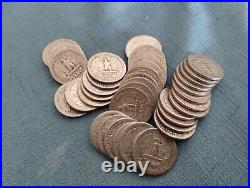 40 1932-1964 Washington Quarters 90% Silver $10 Face Value Roll (Tube #X003)