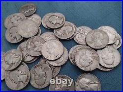 40 1932-1964 Washington Quarters 90% Silver $10 Face Value Roll (Tube #X004)