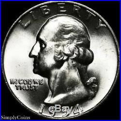 (40) 1954-D Washington Silver Quarter Roll BU Uncirculated US Coin Lot MQ