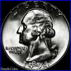 (40) 1954 Washington Quarter Roll BU Uncirculated 90% Silver US Coin Lot