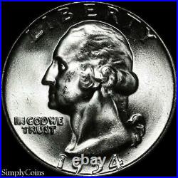 (40) 1954 Washington Silver Quarter Roll BU Uncirculated US Coin Lot MQ