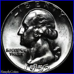 (40) 1955 Washington Quarter Roll BU Uncirculated 90% Silver US Coin Lot