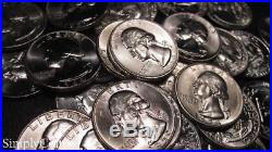(40) 1956-64 Washington Silver Quarter Roll BU Uncirculated Mixed Coin Lot