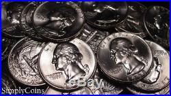 (40) 1956-64 Washington Silver Quarter Roll BU Uncirculated Mixed Coin Lot