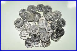 40 1958-1964 BU Unc Washington Silver Quarters 90% Silver $10 ROLL FACE Bulk