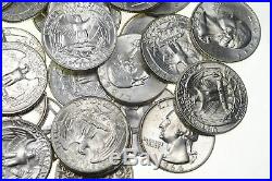 40 1958-1964 BU Unc Washington Silver Quarters 90% Silver $10 ROLL FACE Bulk