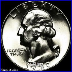 (40) 1959-D Washington Silver Quarter Roll BU Uncirculated US Coin Lot MQ