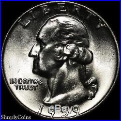 (40) 1959 Washington Quarter Roll BU Uncirculated 90% Silver US Coin Lot