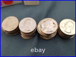 40 1961-1964 BU Washington Quarters 90% Silver $10 Face Value Roll (Tube #10011)