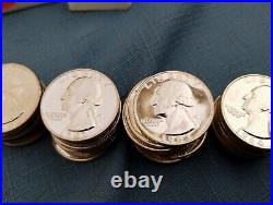 40 1961-1964 BU Washington Quarters 90% Silver $10 Face Value Roll (Tube #10011)