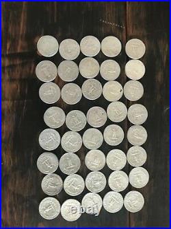 40 1963-1964 Washington Quarters A Full $10 Roll of 90% Silver Coins