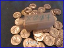 40 1963 BU Washington Quarters 90% Silver $10 Face Value Roll (Tube #X007)