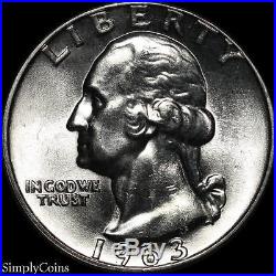 (40) 1963-D Washington Quarter Roll BU Uncirculated 90% Silver US Coin Lot