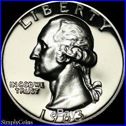 (40) 1963 Washington Silver Quarter Roll GEM Proof Uncirculated 90% Coin Lot