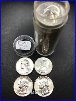 (40) 1964P Washington Silver Quarter Roll BU Uncirculated Pristine Condition