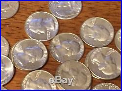 40 1964- 90% SILVER Quarters one Roll