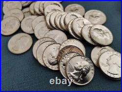 40 1964 BU Washington Quarters 90% Silver $10 Face Value Roll (Tube #10013)