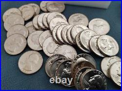 40 1964 BU Washington Quarters 90% Silver $10 Face Value Roll (Tube #10013)