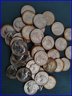 40 1964 BU Washington Quarters 90% Silver $10 Face Value Roll (Tube #10014)