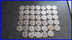 40- 1964'D WASHINGTON SILVER QUARTERS in AU to UNC. Condition, 1 ROLL, NICE