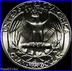 (40) 1964-D Washington Silver Quarter Roll BU Uncirculated US Coin Lot MQ