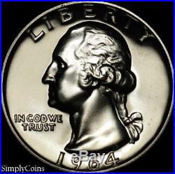 (40) 1964 Washington Quarter Roll GEM Proof Uncirculated 90% Silver Coin Lot