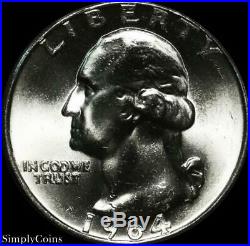 (40) 1964 Washington Silver Quarter Roll BU Uncirculated US Coin Lot MQ