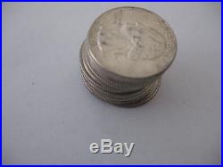 (40)1 Roll 90% Silver U. S. Washington Quarters Mixed Mints And Dates $10 Face