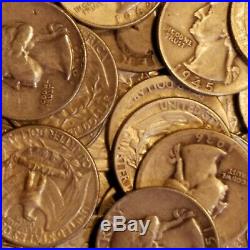 (40) $. 25 Liberty Standing & Washington Quarters 90% Silver 1 Roll $10 Face Lot