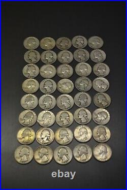 (40) Circulated Washington Quarters 90% Silver $10 Roll