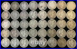 40 Coin Mixed Date & Mintmark Roll of 1892-1916 Barber Quarters in AG-VG