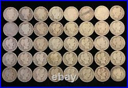 40 Coin Mixed Date Roll of 1892-1916 Barber Quarters in AG-VG, 14-1890's, lot#3