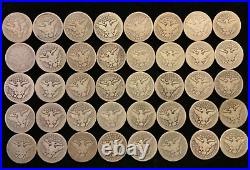 40 Coin Mixed Date Roll of 1892-1916 Barber Quarters in AG-VG, 14-1890's, lot#3