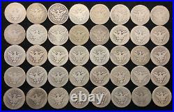 40 Coin Mixed Roll of 1892-1916 Barber Quarters in Low Grade with Readable Dates