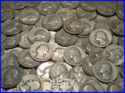 40 Coin Roll Lot Of 1932-1964 90% Silver Random Yrs. /Mint Washington Quarters