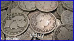 (40) Full Date Barber Quarters Roll Mixed Date 90% Silver Coin Lot