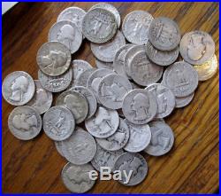 40 One Roll of Washington Quarters $10.00 90% U. S. Silver