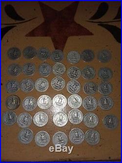 40 (ROLL) between 1934-1964 WASHINGTON QUARTERS 90% Silver 5 dollar face value 2